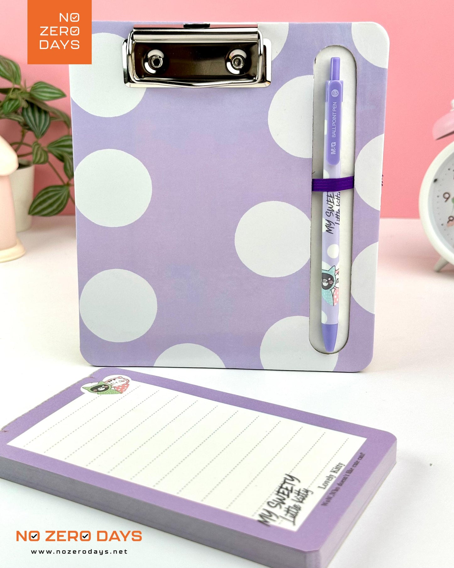 طقم كليب بورد + قلم + To do List (بنفسجي)