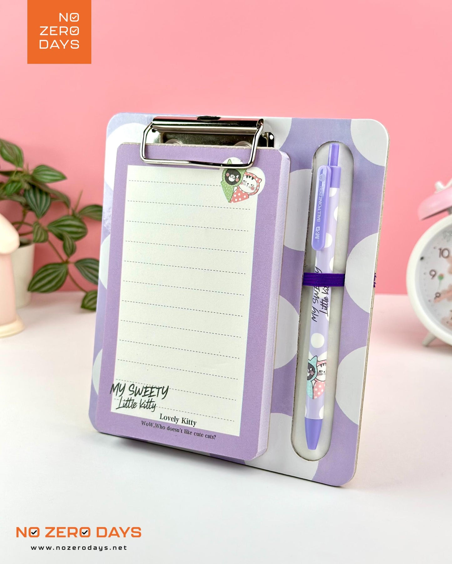 طقم كليب بورد + قلم + To do List (بنفسجي)