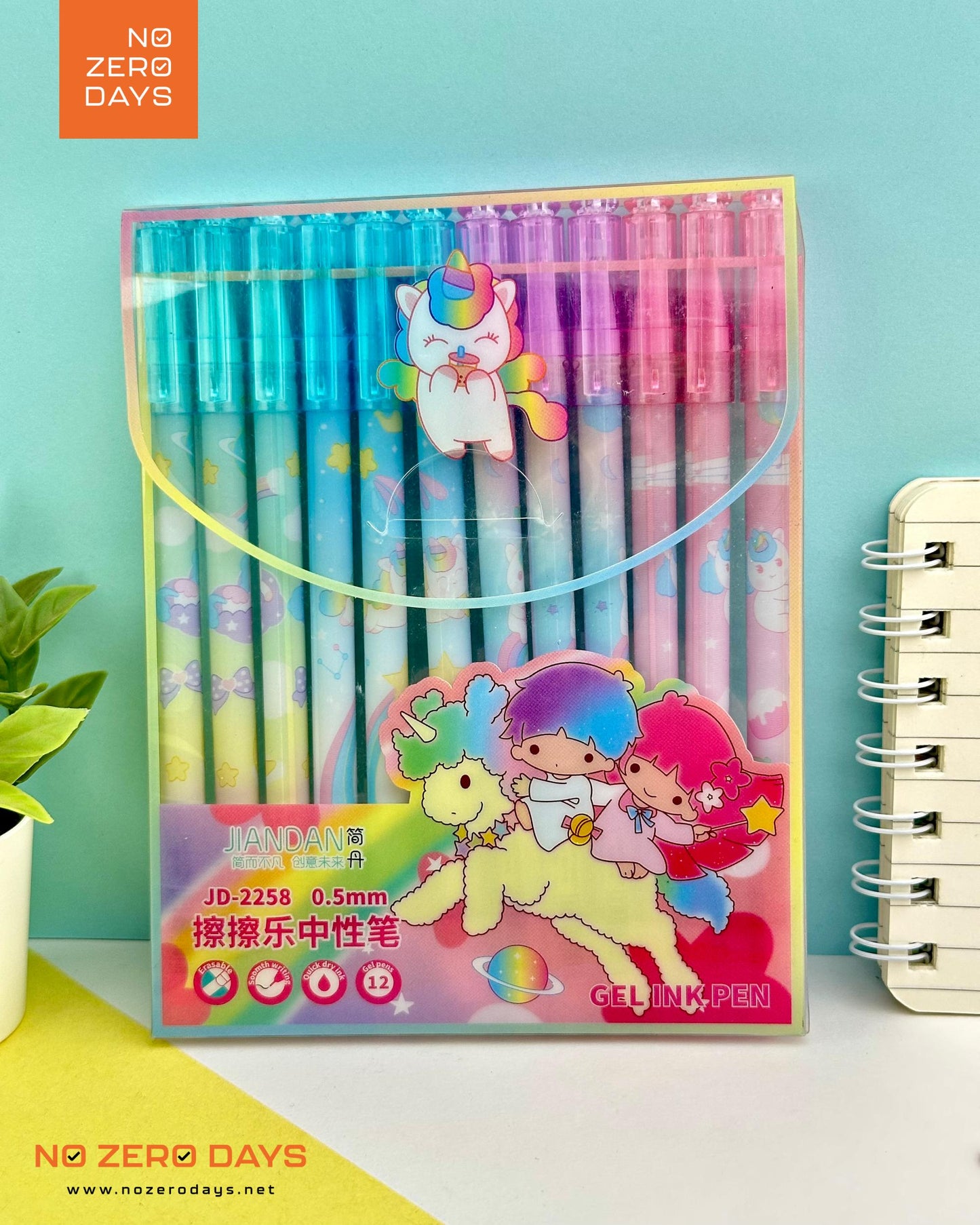 طقم 12 قلم جيل باستيكة unicorn