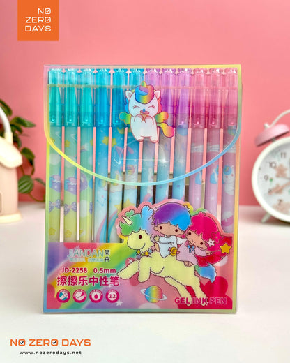 طقم 12 قلم جيل باستيكة unicorn