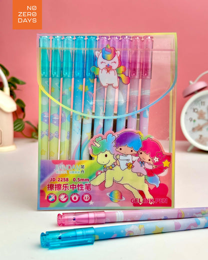 طقم 12 قلم جيل باستيكة unicorn