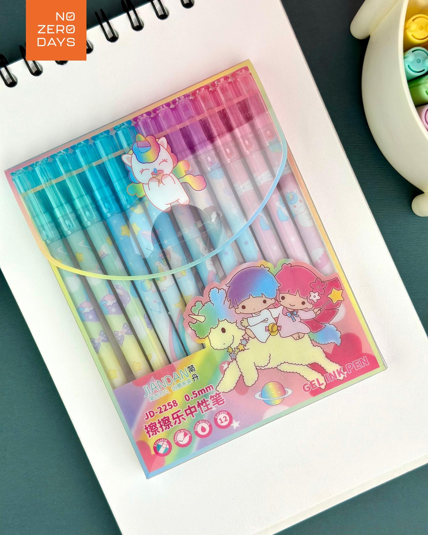 طقم 12 قلم جيل باستيكة unicorn