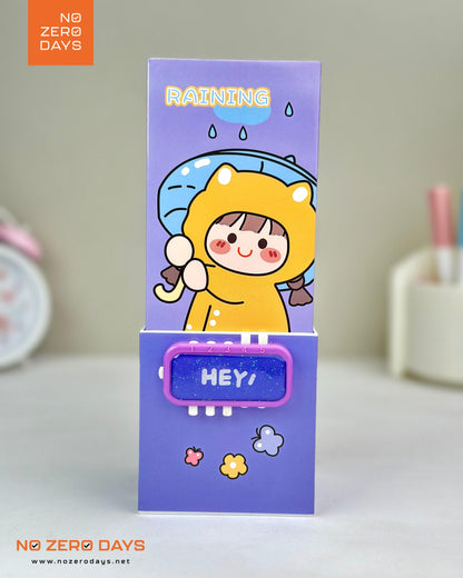 منظم مكتب بلاستيك بمراية وقفل - بنفسجي