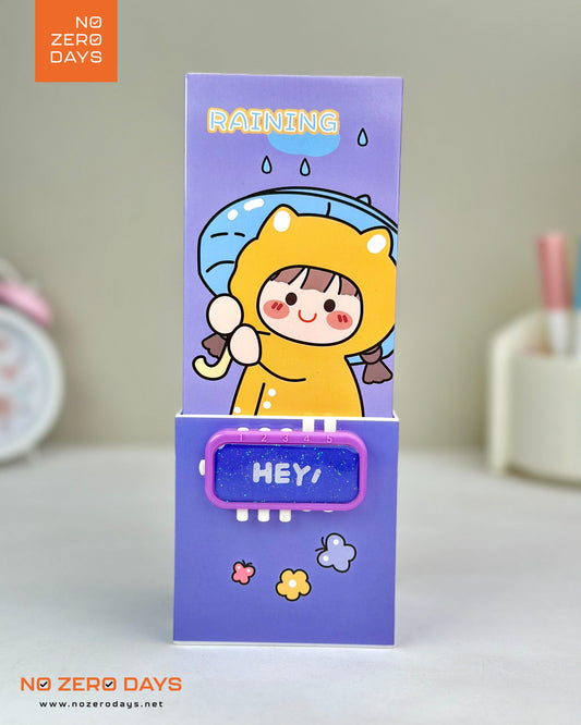 منظم مكتب بلاستيك بمراية وقفل - بنفسجي