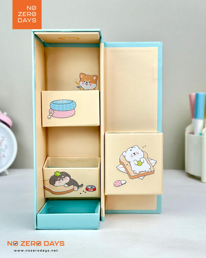 منظم مكتب كرتون مقوى - مينت جرين