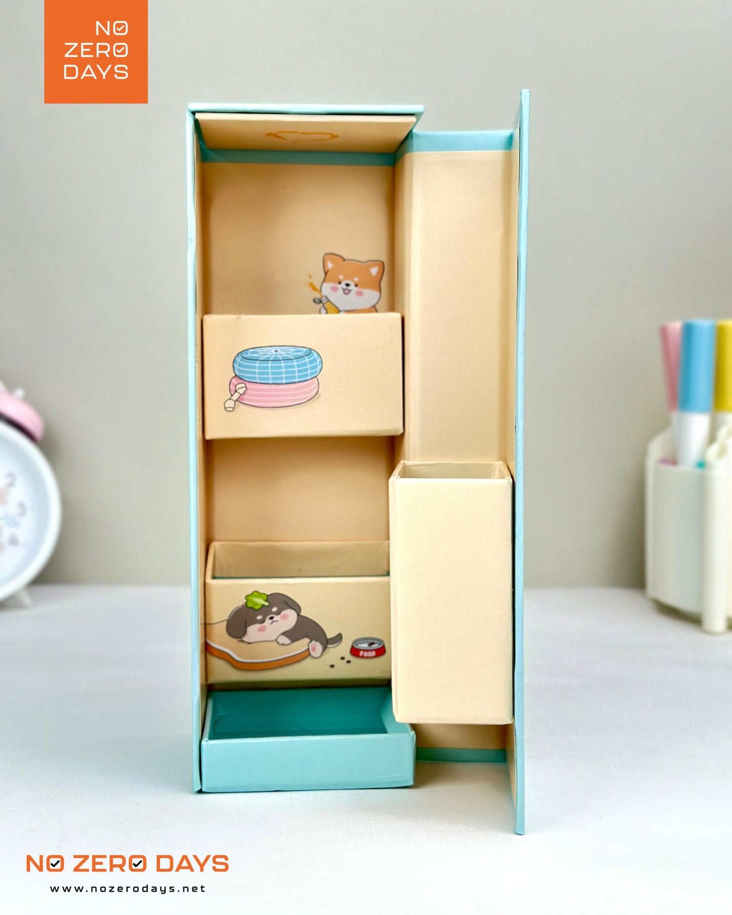 منظم مكتب كرتون مقوى - مينت جرين