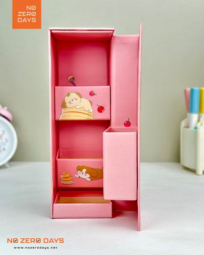 منظم مكتب كرتون مقوى - بينك