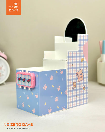 منظم مكتب بلاستيك بمراية وقفل