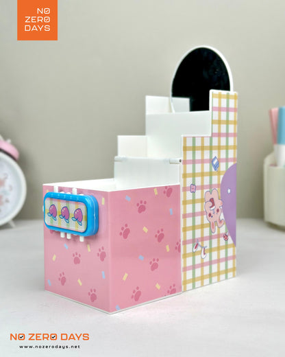 منظم مكتب بلاستيك بمراية وقفل