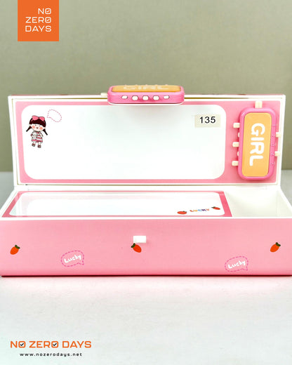 مقلمة بلاستيك بسبورة وقلم وقفل